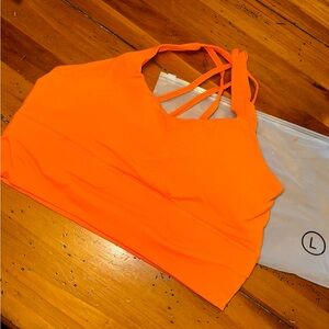 NWT NEW Bright Orange Strappy Sports Bra SIZE LARGE. MUST BE BUNDLED